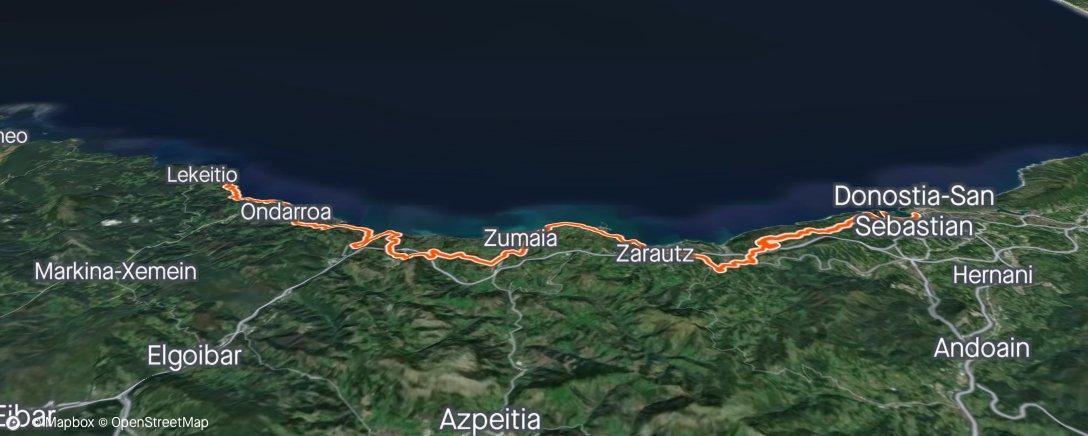 Map of the activity, From Lekeitio to Donostia by the coast