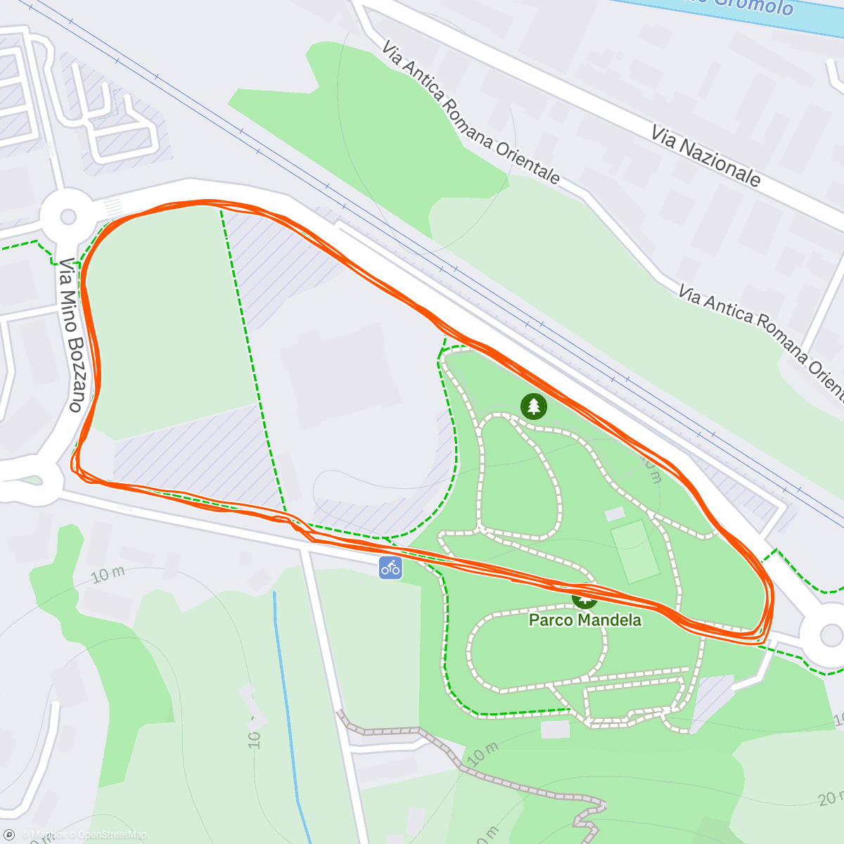 Map of the activity, Carrera de noche