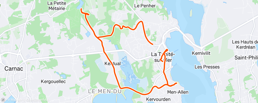 Map of the activity, Course à pied en soirée