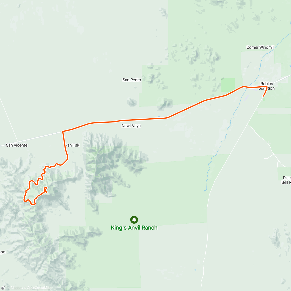 Mapa de la actividad (Kitt Peak endurance with some short efforts)