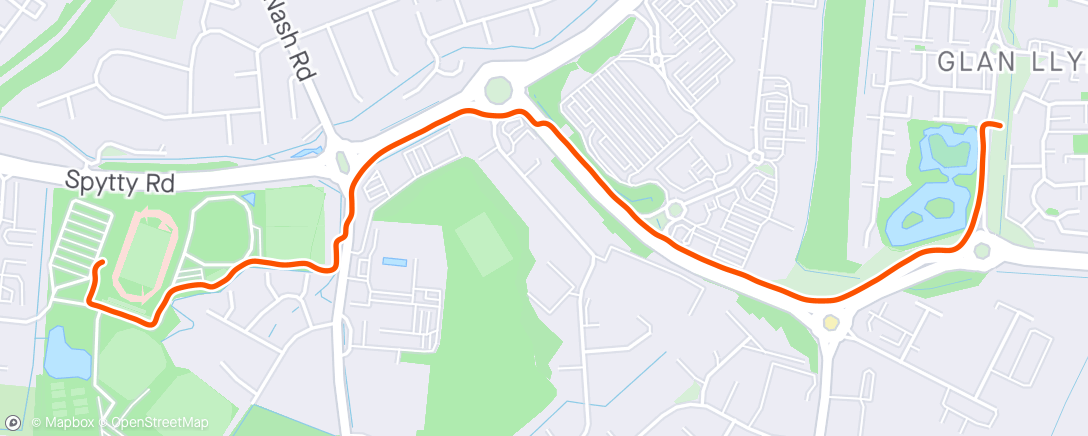 Map of the activity, Run home from track.