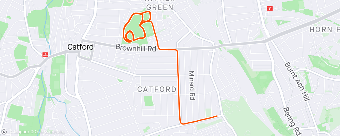 Map of the activity, Catford parkrun