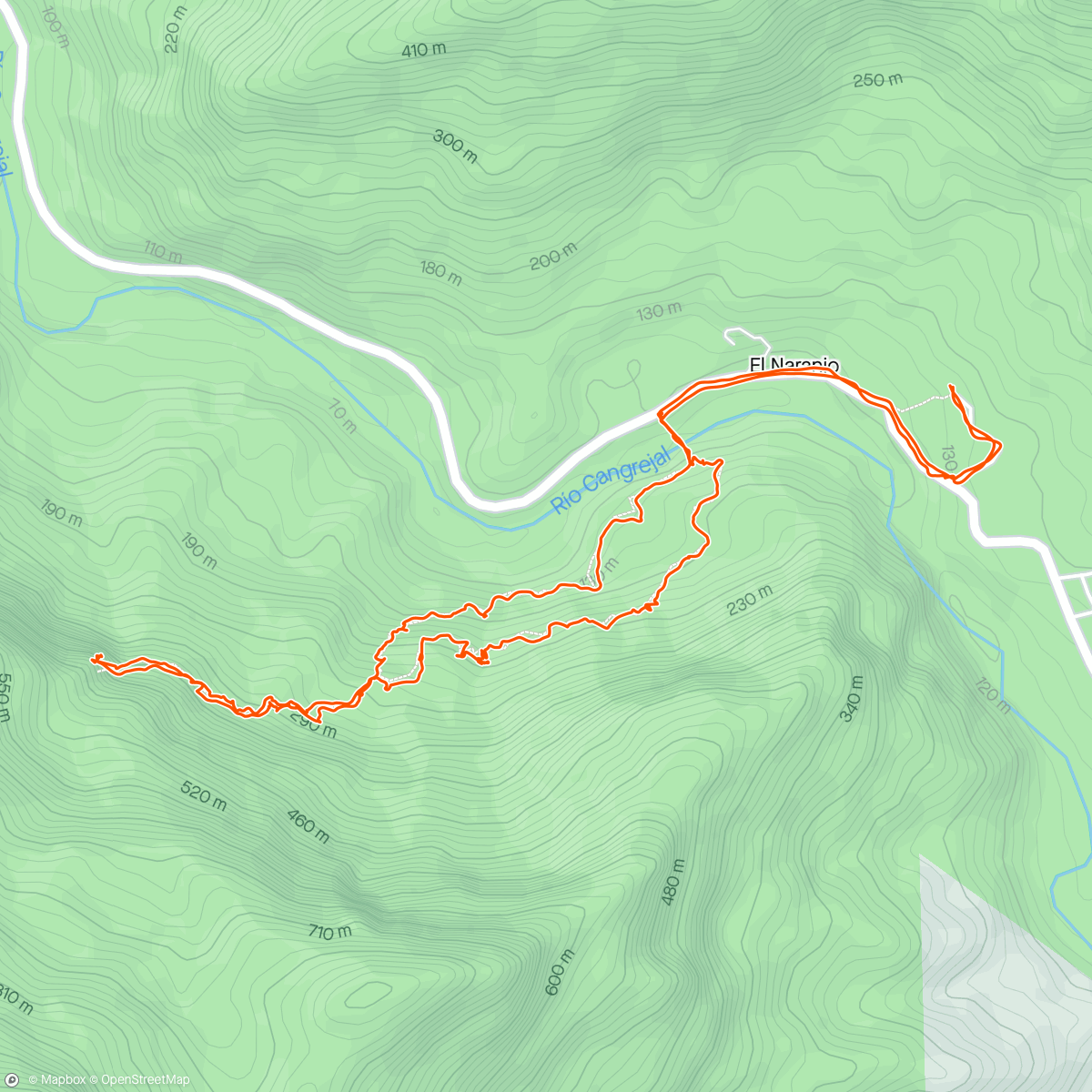 Mapa de la actividad, Cascade El Bejuco, parque Pico Bonito, Honduras