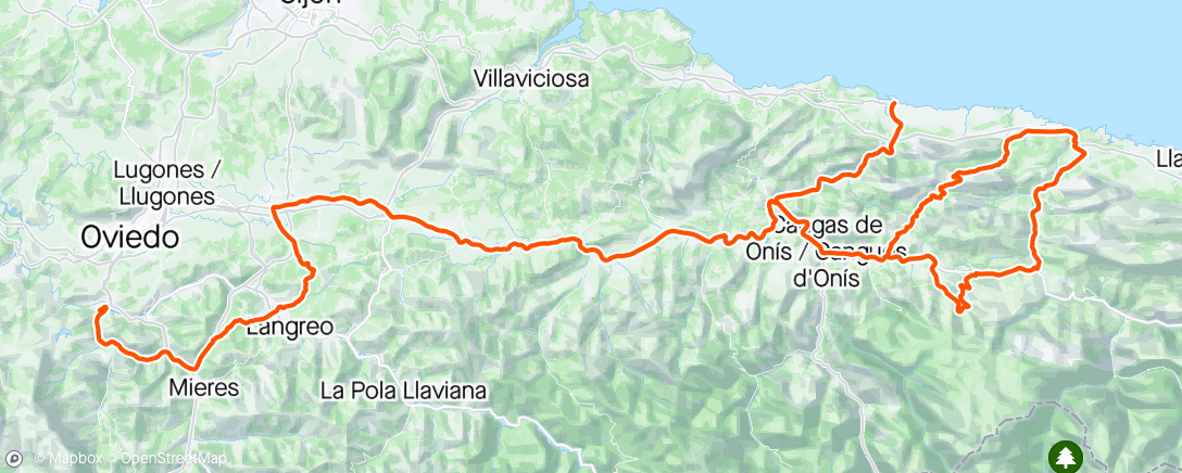 Mapa da atividade, Vuelta a Asturias stage 2