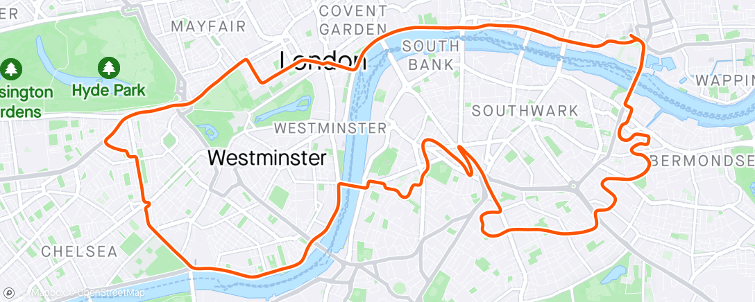 Map of the activity, Zwift - Group Ride: EZR Easy Riding with EZ (D) on Greater London Loop Reverse in London