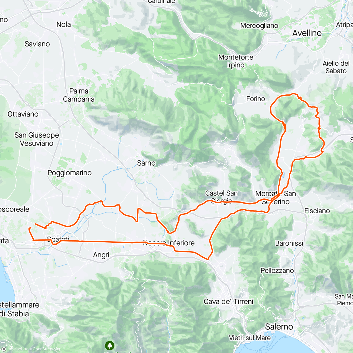 Map of the activity, Roccapimonte, Solofra, Banzano, Contrada. M. S. Severino