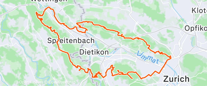 Route map of Wettingen Loop