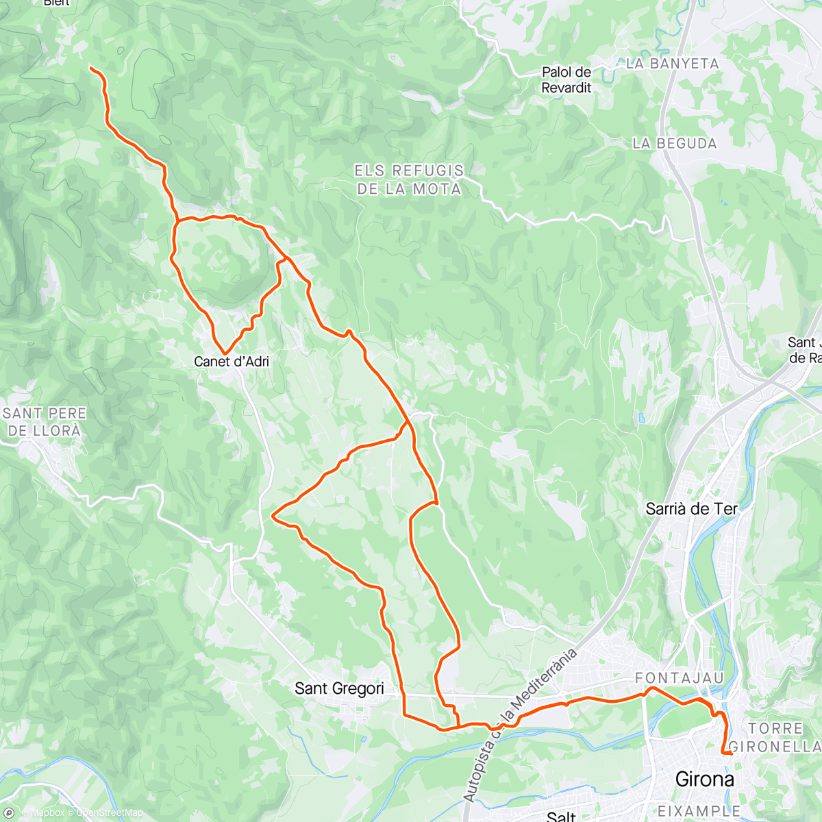 Map of the activity, passejada en bicicleta a la tarda