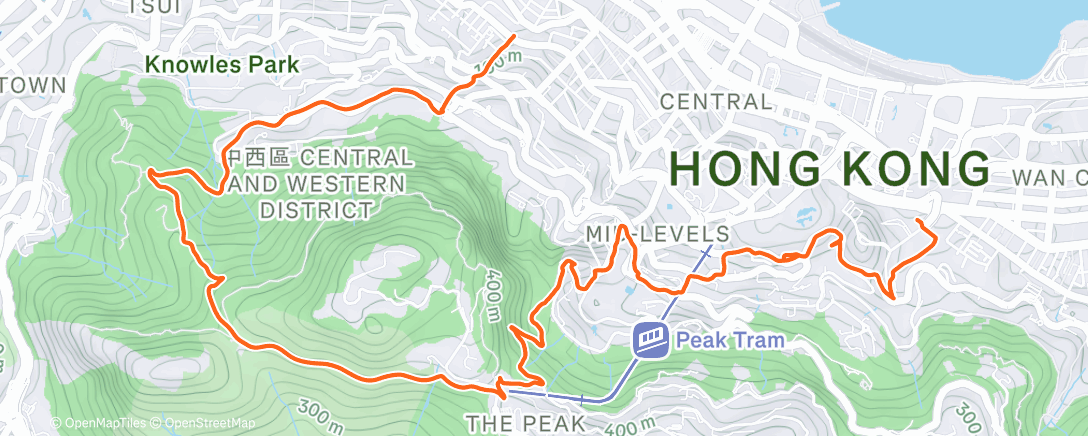 Map of the activity, Trail en soirée
