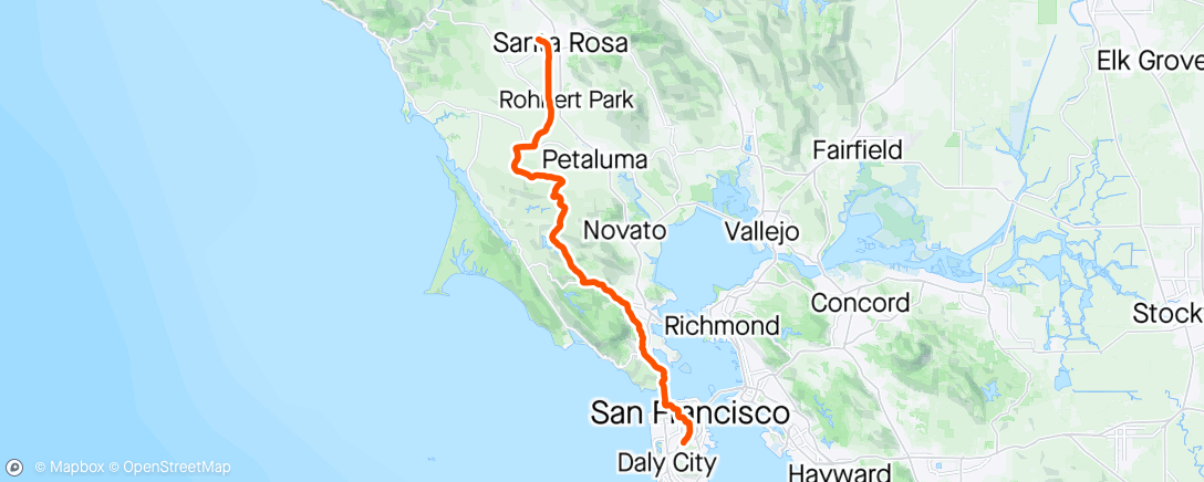 Carte de l'activité SF to Santa Rosa