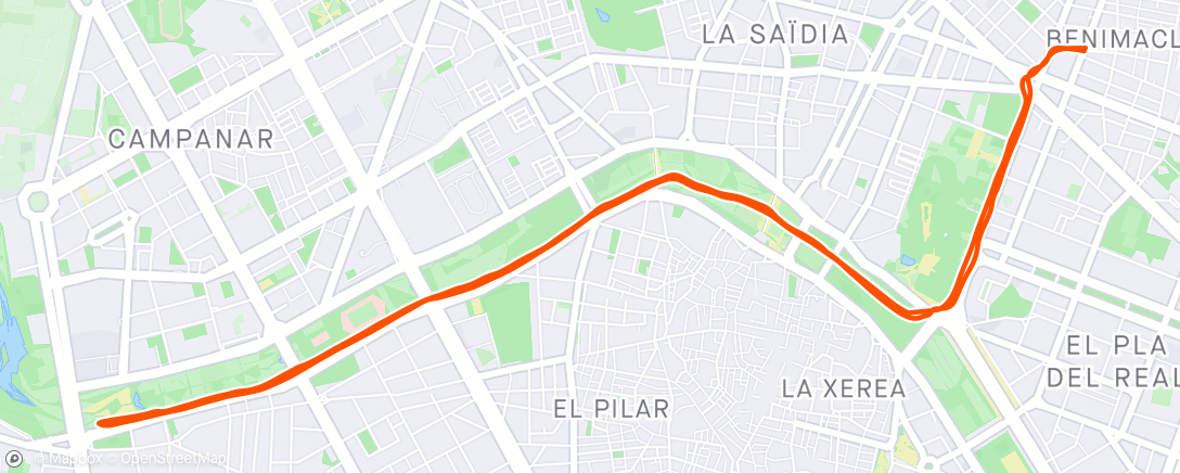 Mapa de la actividad, Carrera de mañana