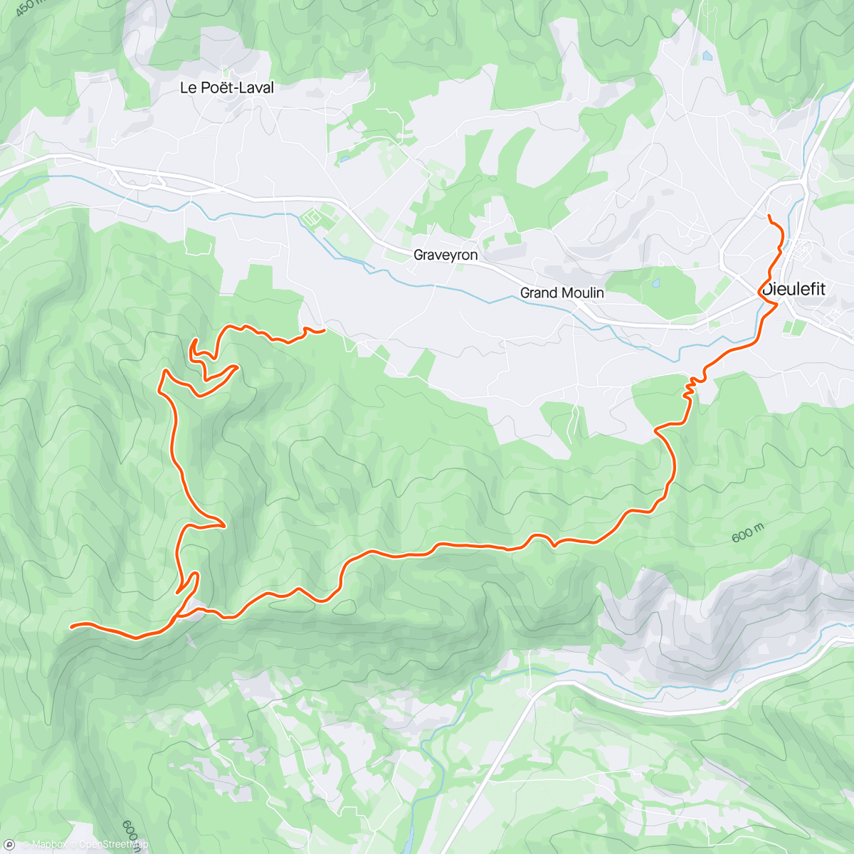 Map of the activity, Montée Rachas descente col de Gorge d'Ane...Dieu Grâce... Dieulefit !!
