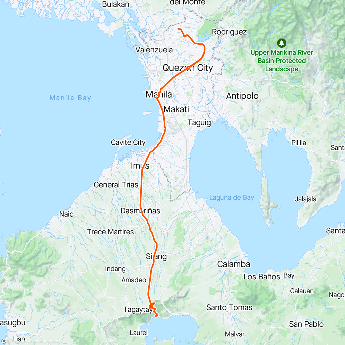 Map of the activity, Sampaloc Talisay Ride