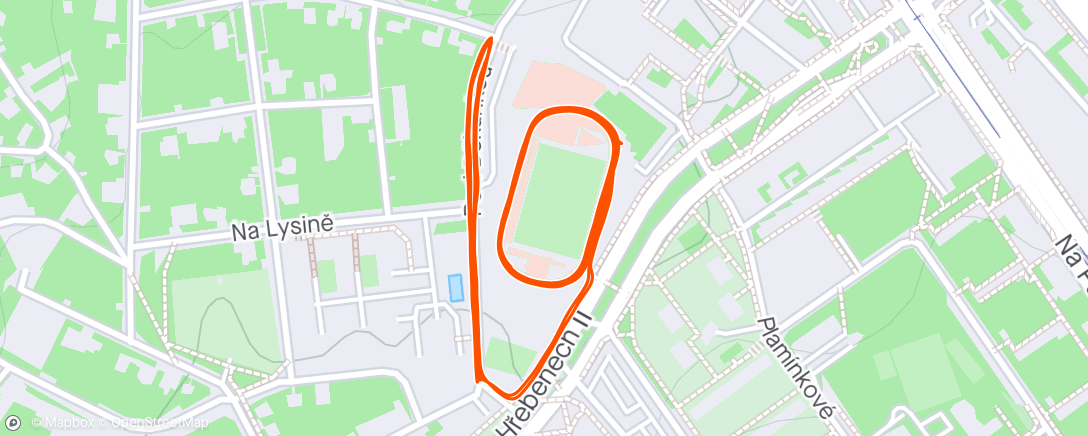 Map of the activity, 4km volne + 8x300 kopec