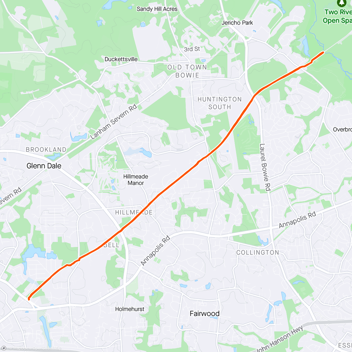 Map of the activity, Washington, Baltimore and Annapolis Trail