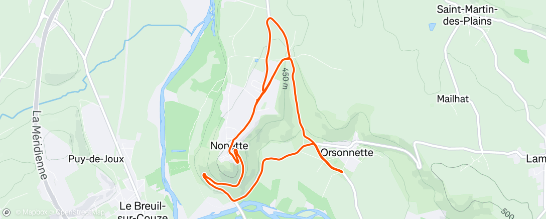 Map of the activity, Afternoon Run