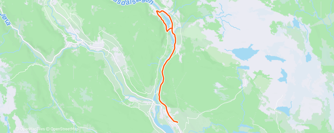 Map of the activity, Hafjell->Lillehammer