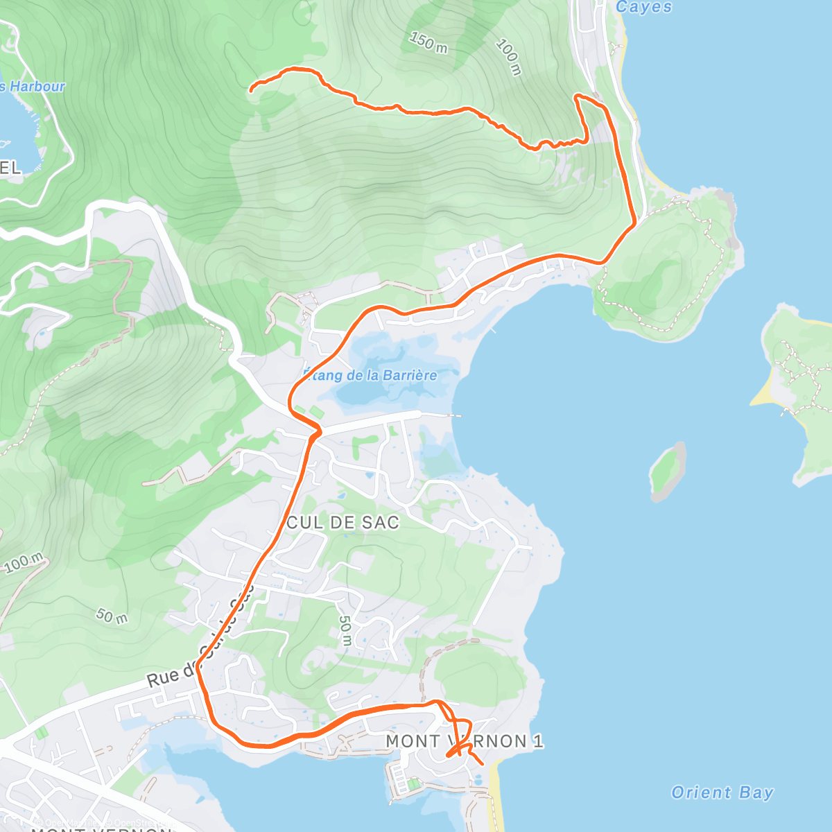 Map of the activity, Plage Mont Vernon -> Red Rock 🔥