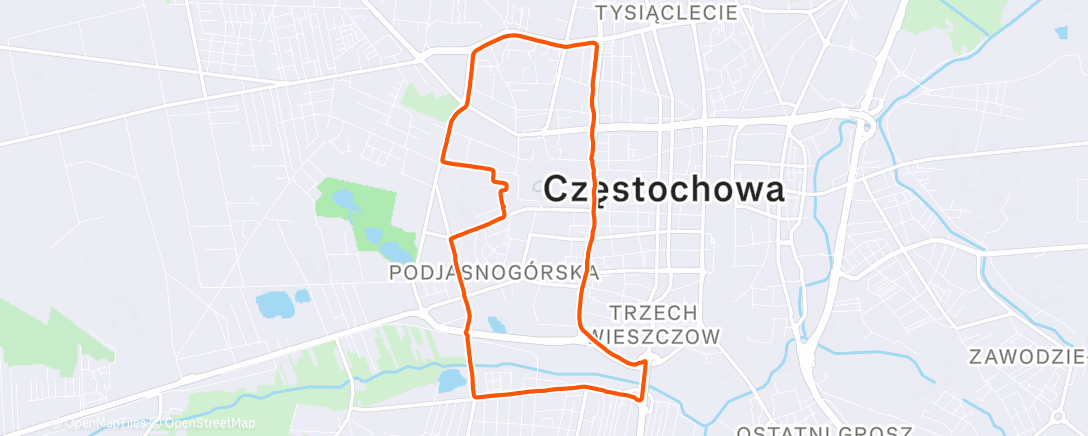 Map of the activity, tete biegał