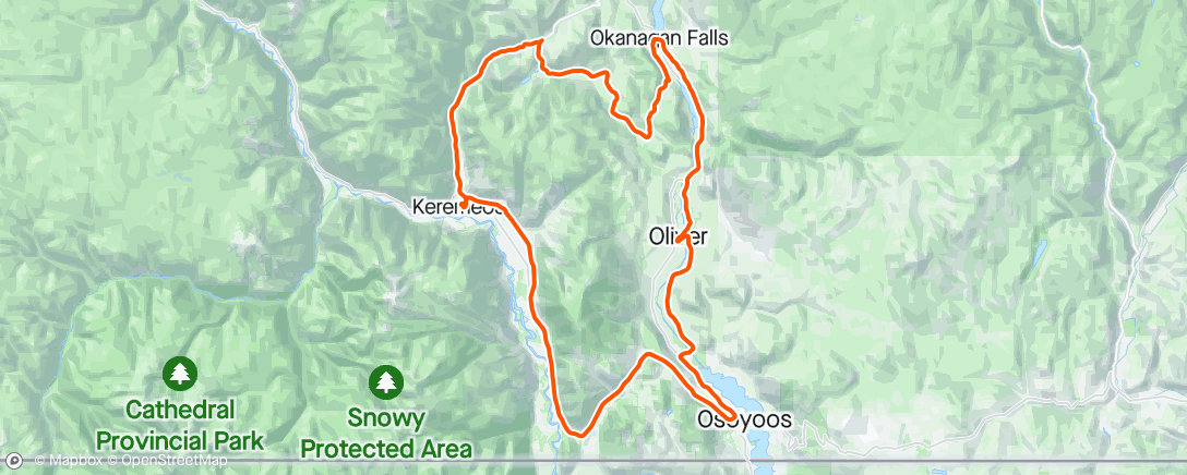Map of the activity, Day 2 - who needs to buy shatter when you can just feel shattered by most of the Ironman Canada course and some headwind.