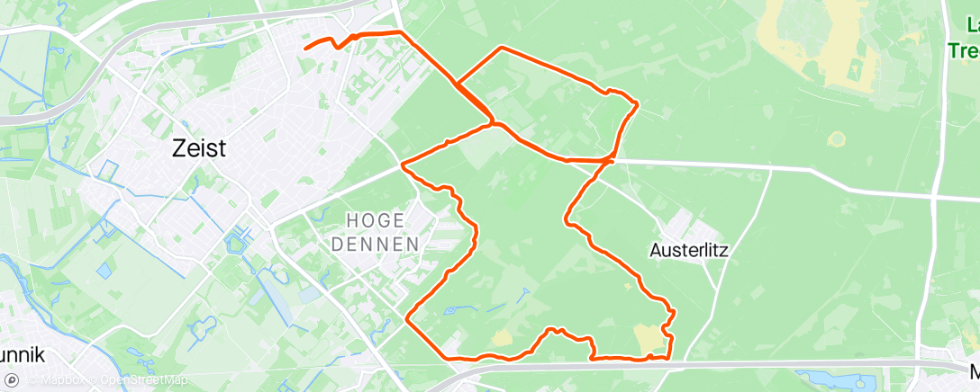 Map of the activity, Avondrit op mountainbike