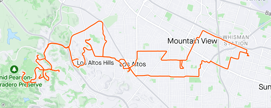 Map of the activity, Egan Palo Alto Hills time trial