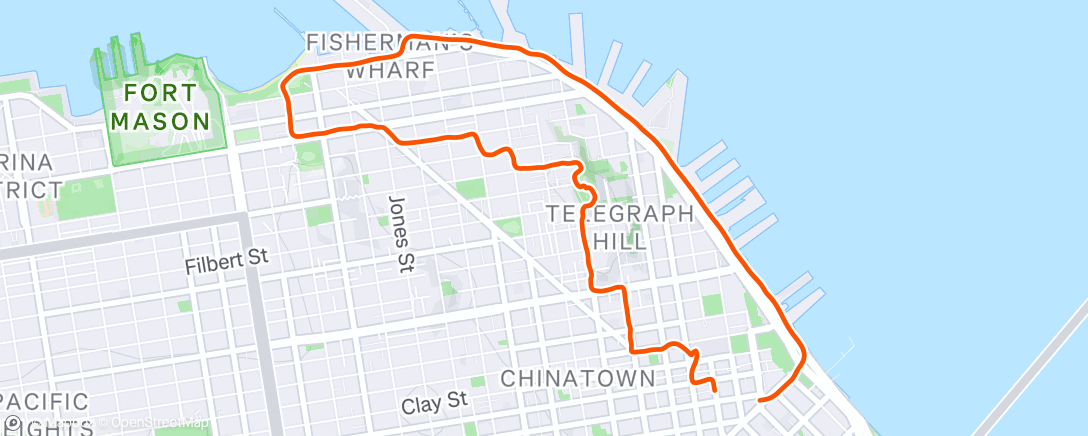 Map of the activity, Embarcadero-Coit Tower Loop