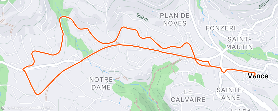 Mappa dell'attività Course à pied dans l'après-midi