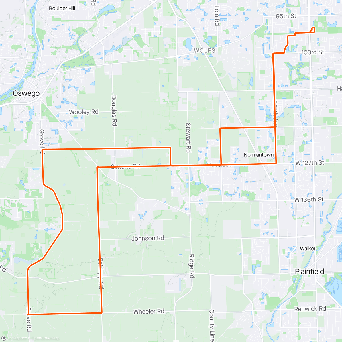 Map of the activity, NBC Hump Day Ride