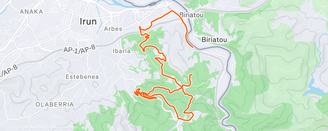 Карта физической активности (Bicicleta de montaña por la tarde)