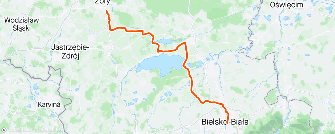 Carte de l'activité Bielsko-Biała powrót