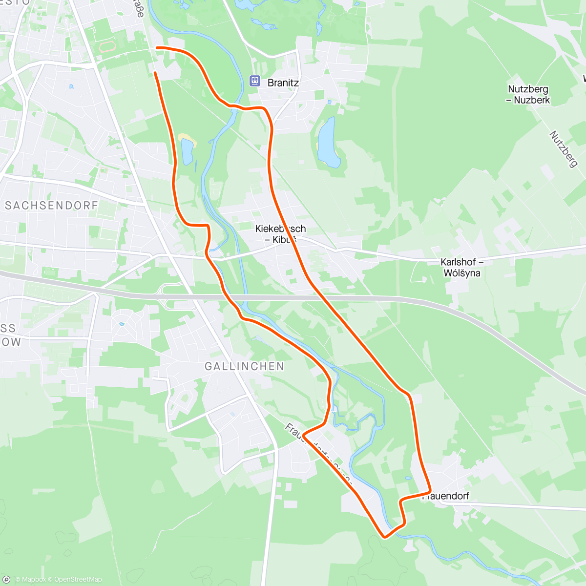 Map of the activity, Anradeln beim RKE