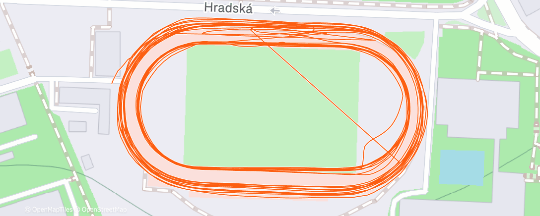 Map of the activity, 3x1km, mk 2min, 3:43, 3:40, 3:39