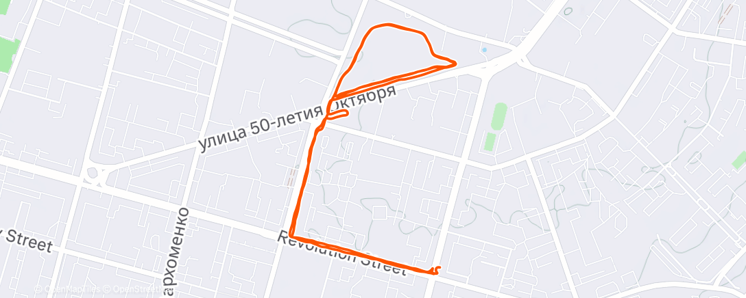 Map of the activity, Evening Run