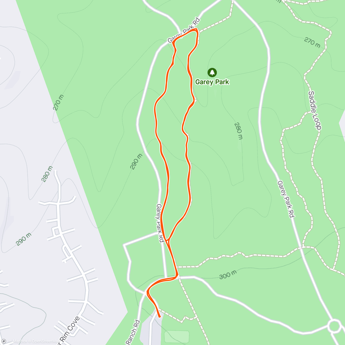 Map of the activity, Afternoon Trail Run