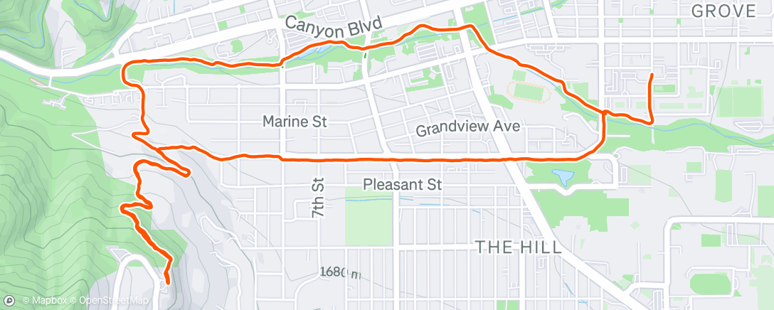 Map of the activity, Afternoon Run