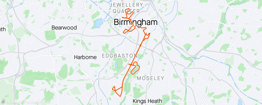 Map of the activity, Great Birmingham Run