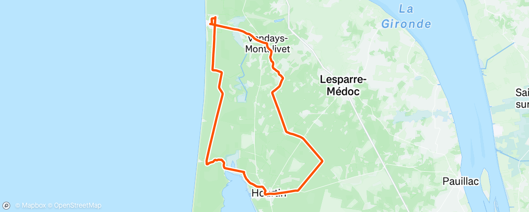 Map of the activity, Sortie vélo le midi
