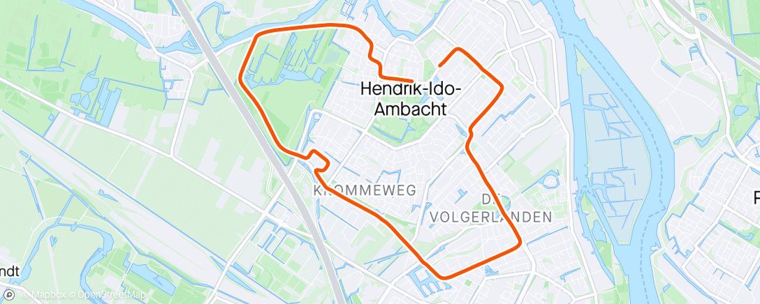 Map of the activity, Breakfastrun T' Ambacht