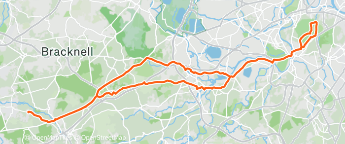 Route map for YATELEY VILLAGE – CAFE 46 – 64MI 1800FT