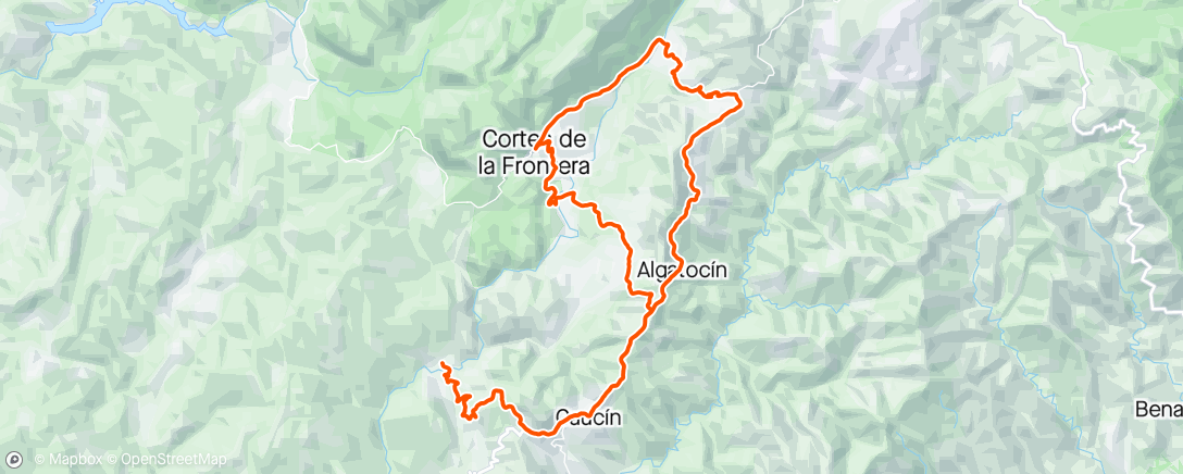 Map of the activity, Est.Gaucin-Pto.del Espino-Atajate-Jimera de Libar-Cortes de la Frontera-Pto.del Espino-Gaucin.