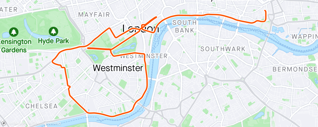 アクティビティ「Zwift - Group Ride: ICE ZWTB (E) on Greater London Flat in London」の地図