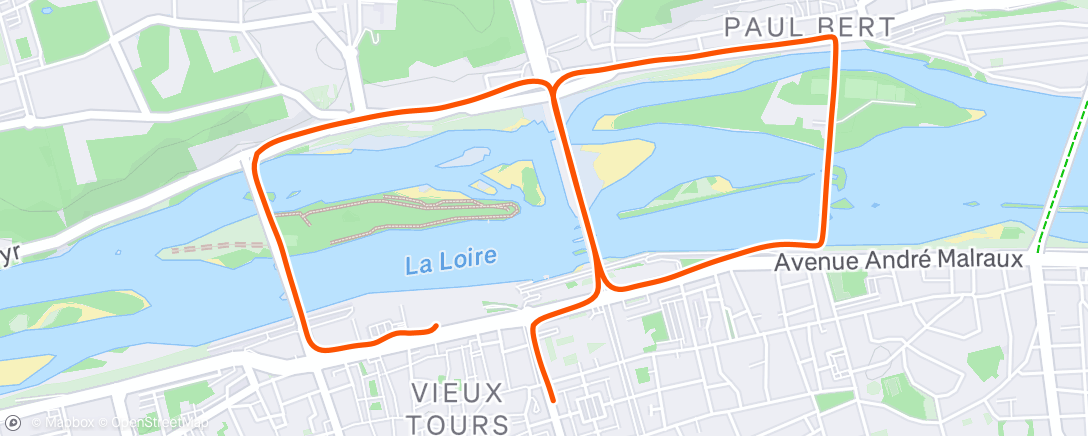 Map of the activity, Course à pied en soirée