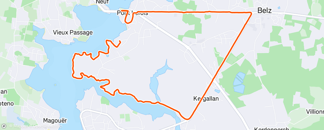Map of the activity, Course à pied en soirée