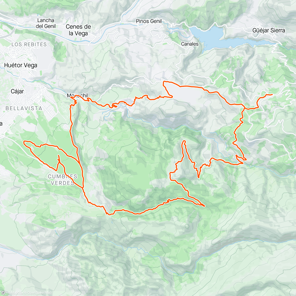 Map of the activity, Monachil & Cumbres Verdes ride