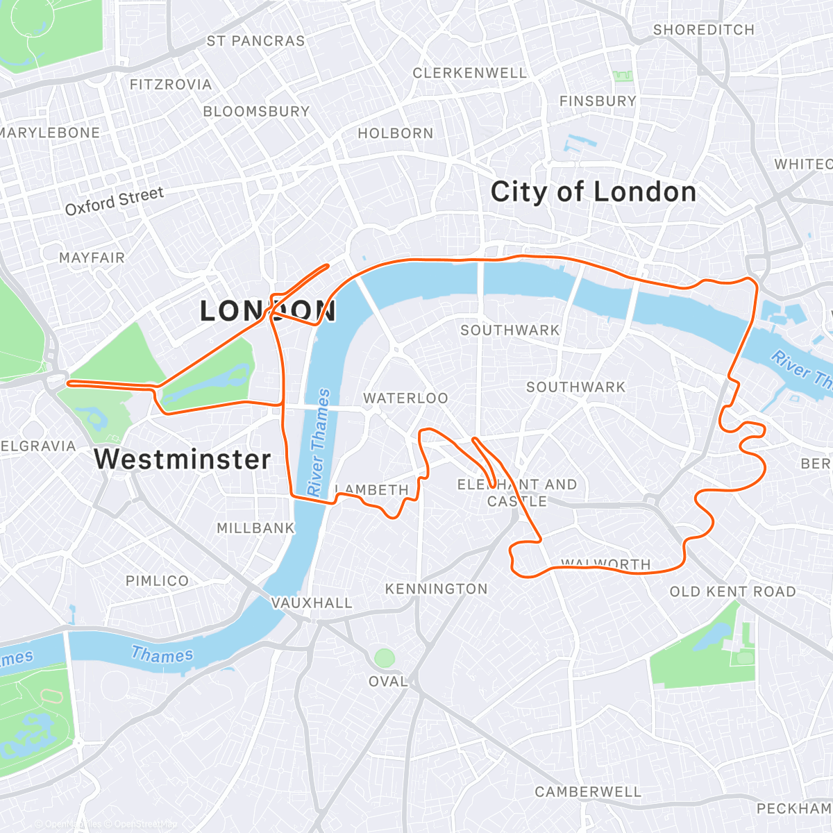 Map of the activity, Zwift - 5x6 Sweet Spot on London 8 in London