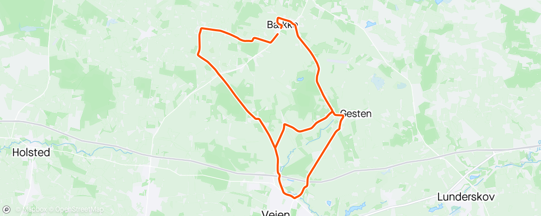 Map of the activity, ROUVY - 40km. Loop in the loop flat ride - Denmark