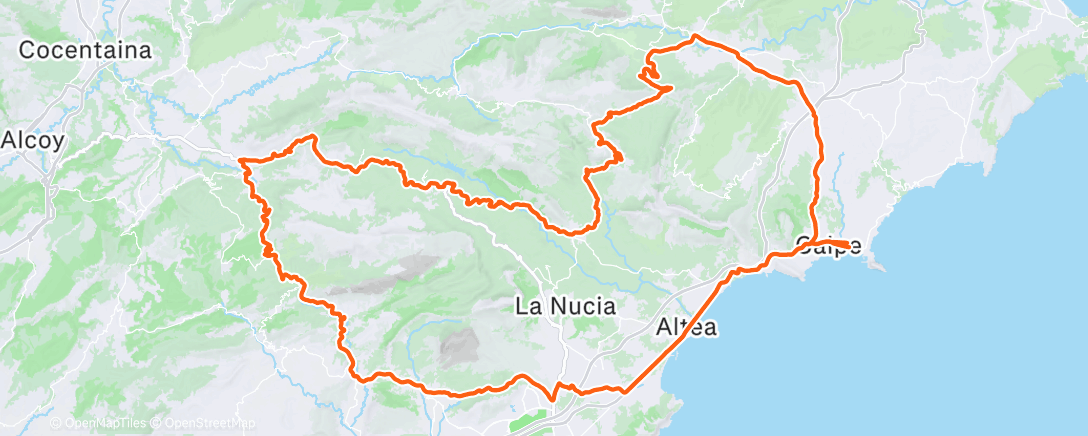 Map of the activity, Cycling