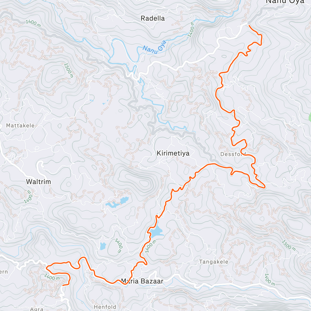 Карта физической активности (ROUVY - Aragapathana to Nuwara Eliya | Sri Lanka)
