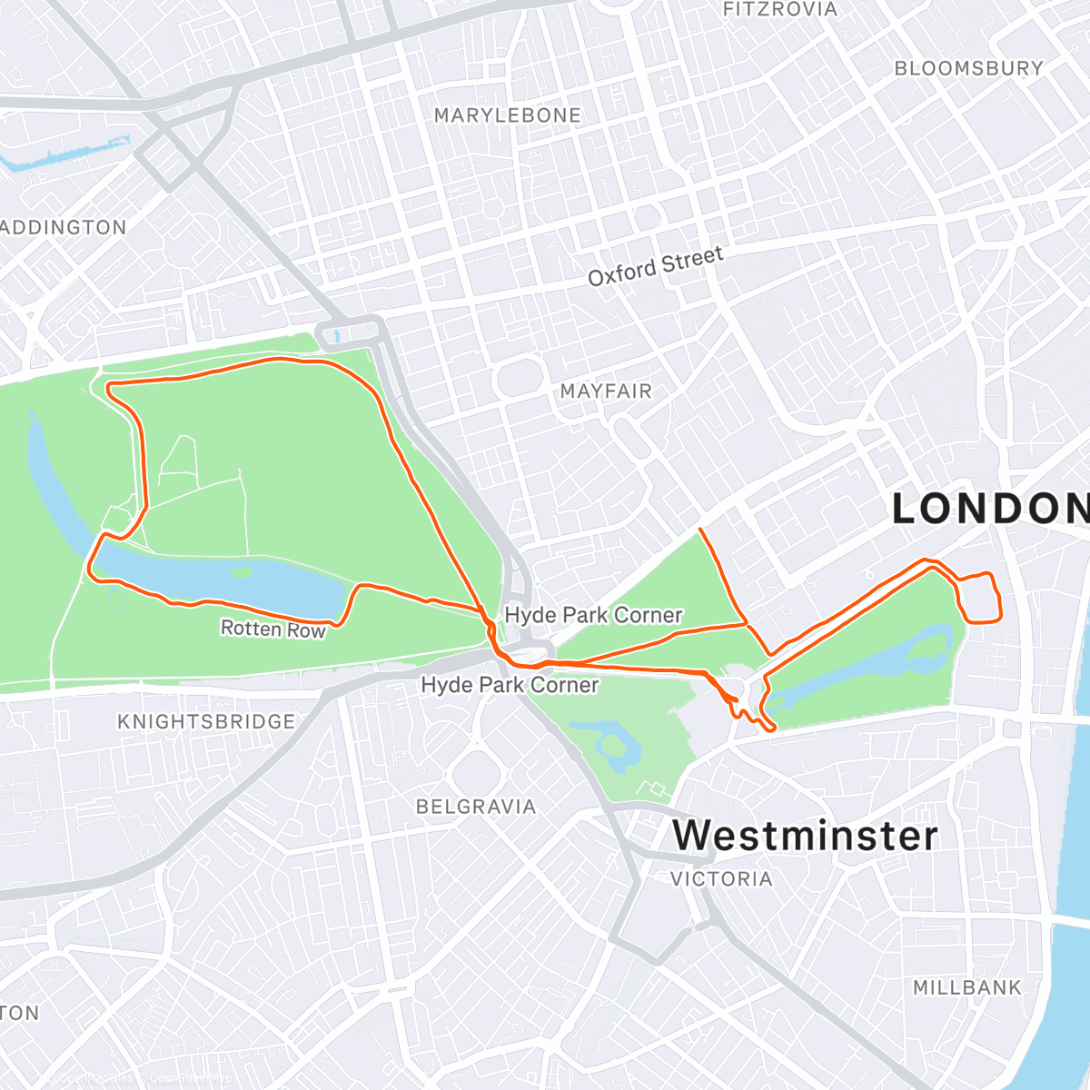 Map of the activity, Ritz Run Club